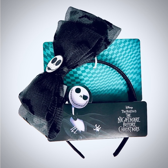 Disney Nightmare Before Christmas Headband with bow black NWT jack skelington - Picture 2 of 5